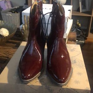 Boots the color is burgundy